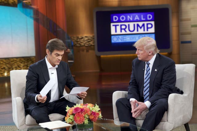 Trump on set with Dr Oz discussing his doctor's letter