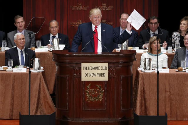 Donald Trump addressed the Economic Club of New York on Thursday