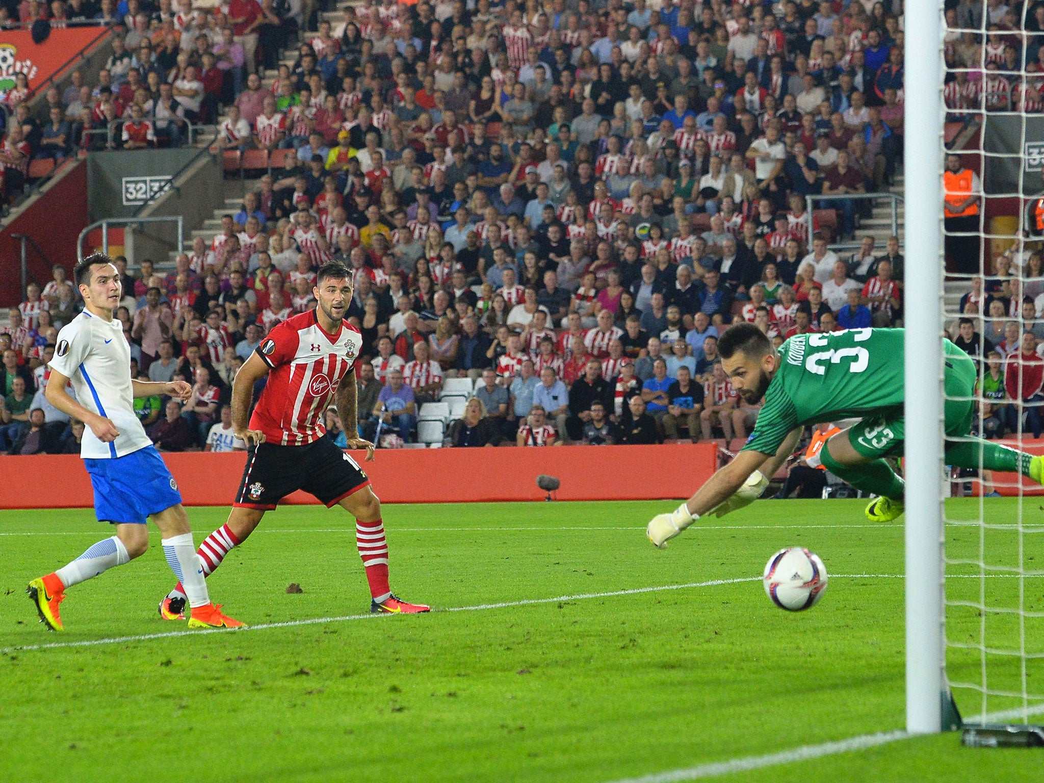 Charlie Austin heads home his second of the night to make it 2-0