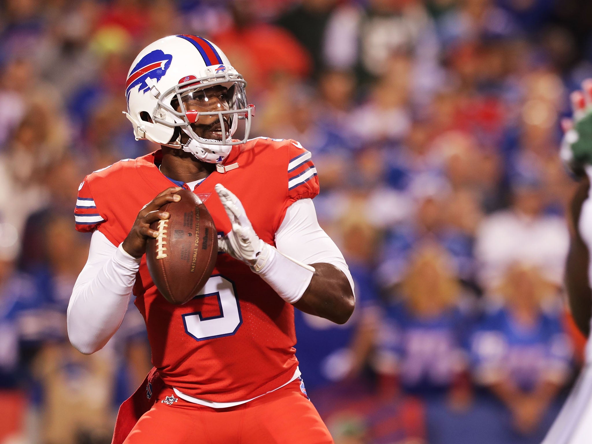 Quarterback Tyrod Taylor assesses his options