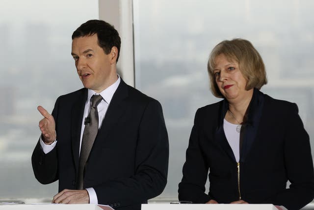 George Osborne speaks alongside Theresa May in 2015