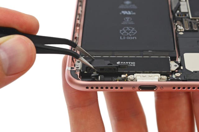 The inside of the iPhone – and where the headphone jack would usually be
