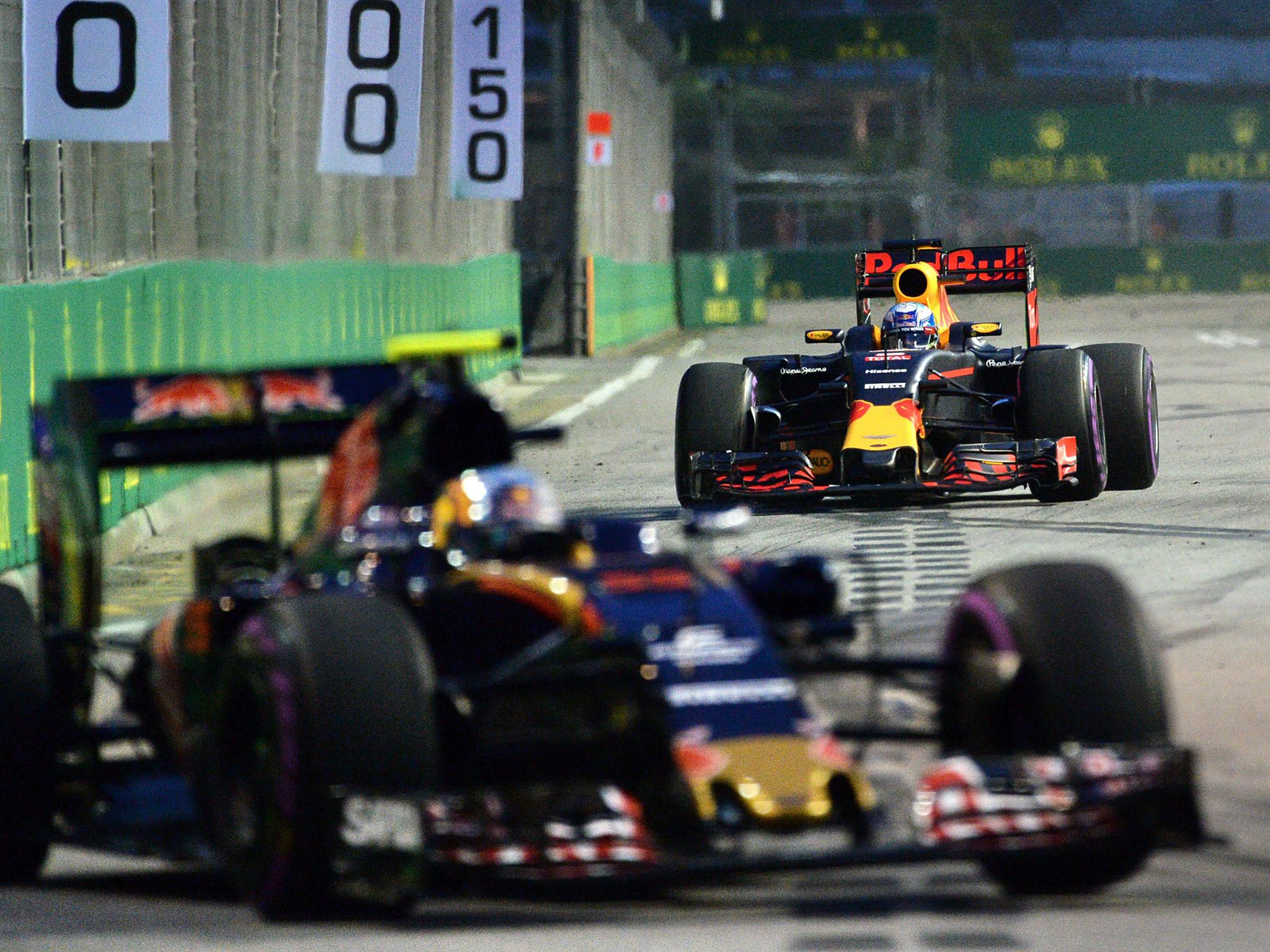 Daniel Ricciardo finished second behind Red Bull teammate Max Verstappen (not pictured)