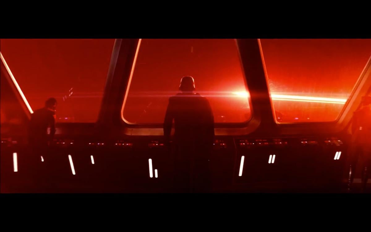 A still from The Force Awakens, one of two Star Wars films where a giant laser cannon is used