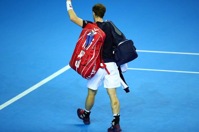 Andy Murray departs the court with a wave to the travelling fans