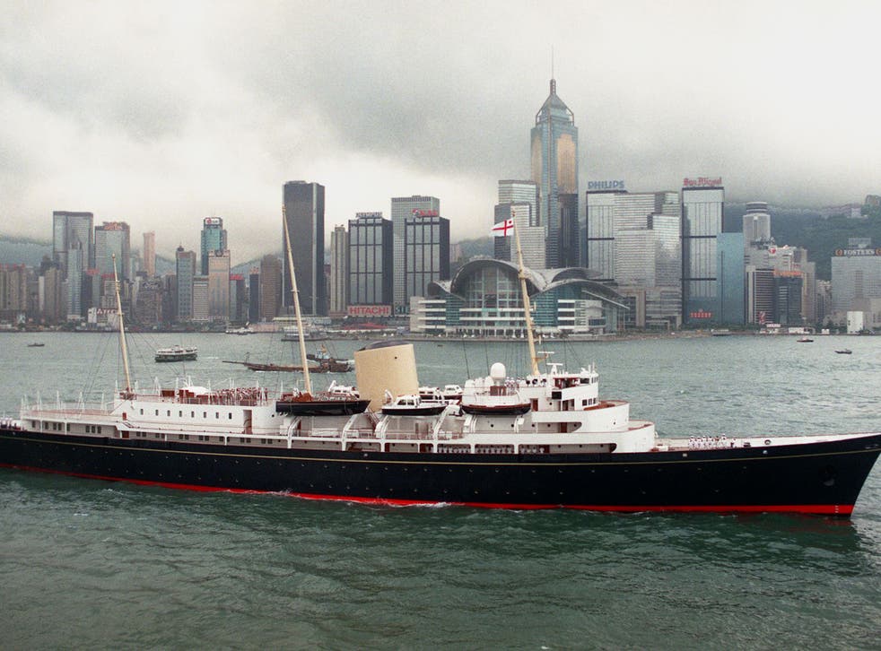 The old Royal Yacht, which was decommissioned in 1997, on its final voyage to Hong Kong