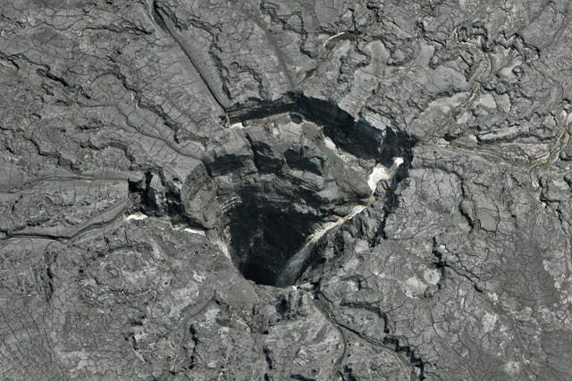 A sinkhole that opened up underneath a gypsum stack at a Mosaic phosphate fertiliser plant, seen on 16 September
