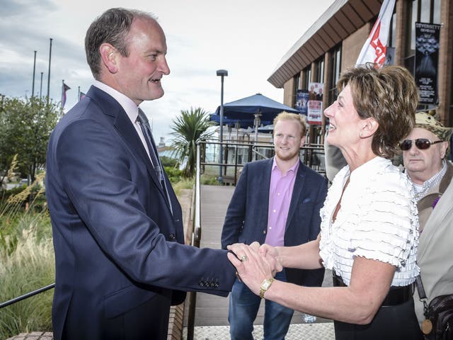 Ukip leader, Diane James, greets Douglas Carswell MP