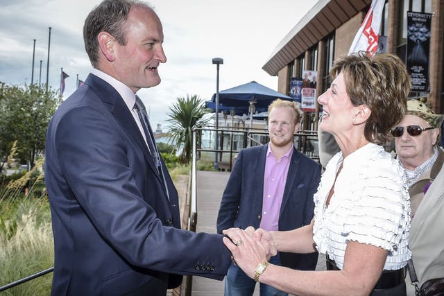 Ukip leader, Diane James, greets Douglas Carswell MP
