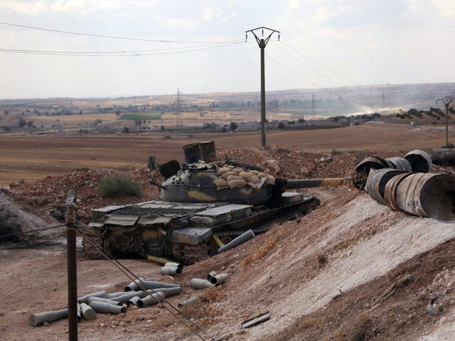 A Syrian army tank on the southern outskirts of Aleppo, one of the areas crucial to the success of the ceasefire 