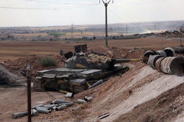 A Syrian army tank on the southern outskirts of Aleppo, one of the areas crucial to the success of the ceasefire 