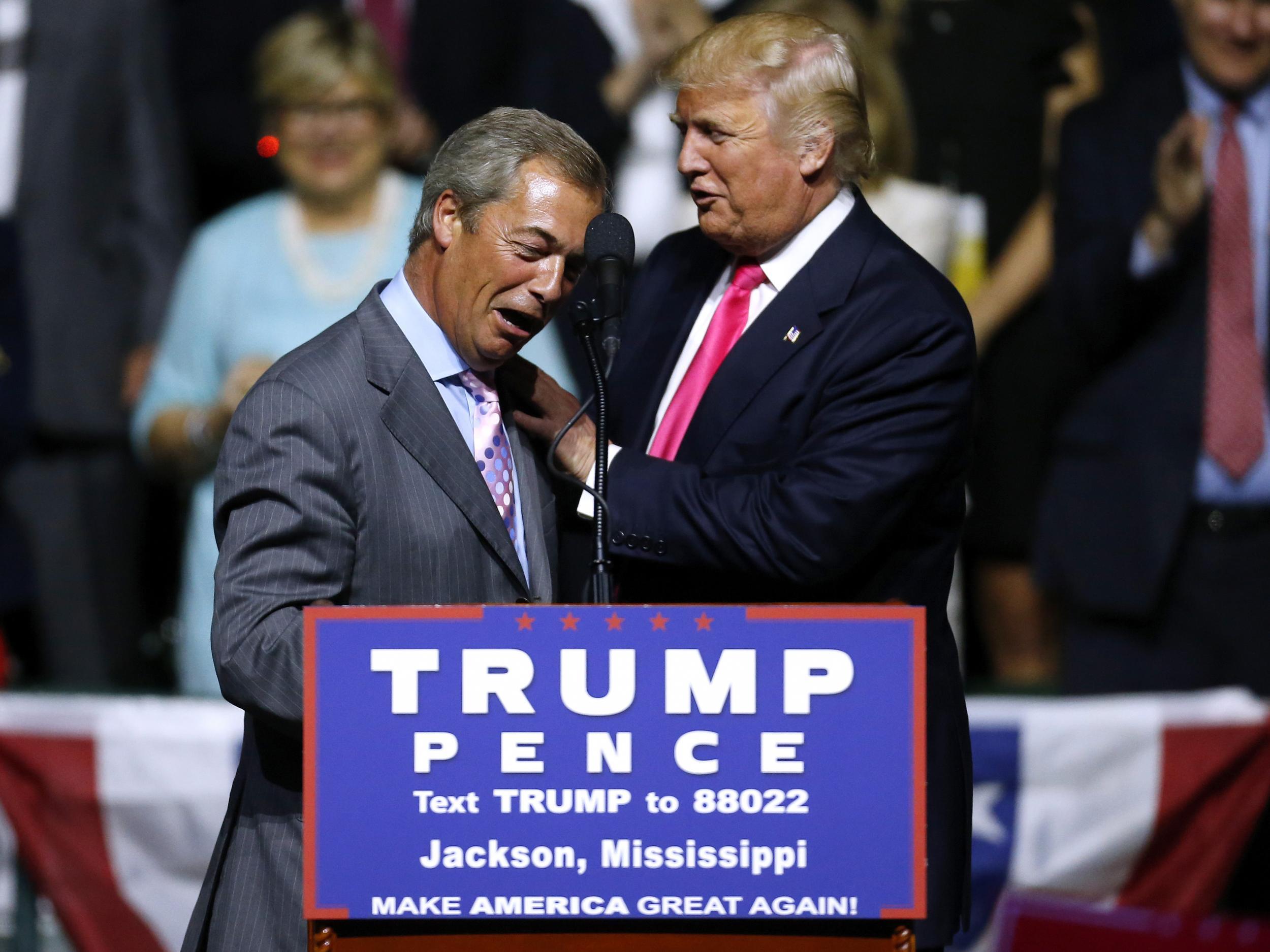 It recently emerged Mr Farage had been secretly advising the Trump campaign