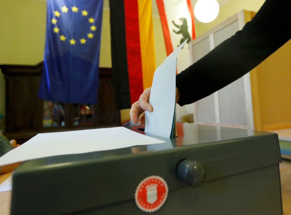 People cast their votes during Berlin state election, Germany