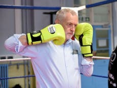 Jeremy Corbyn gets in the ring and shows off his left hook in support of homeless boxing club