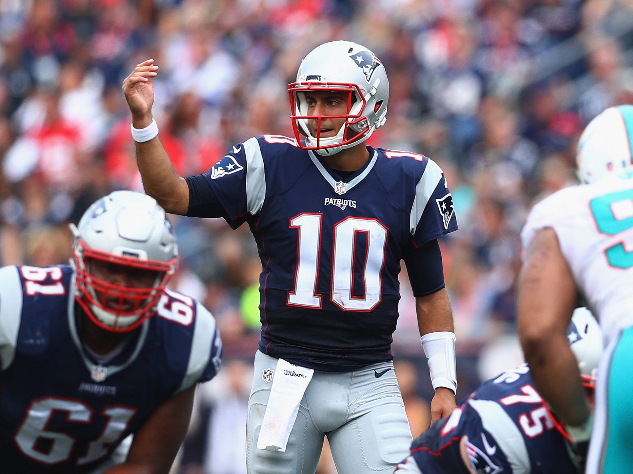 Jimmy Garoppolo picked up an injury during the New England Patriots' win over the Miami Dolphins