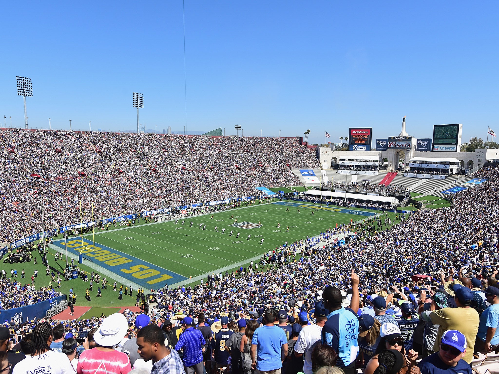 More than 91,000 fans packed out the Los Angeles Coliseum to watch the LA Rams beat the Seattle Seahawks