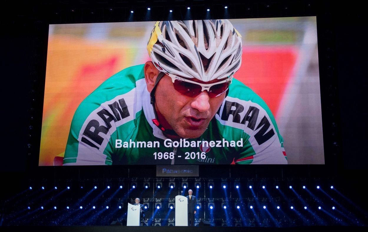 A moment's silence was held for cyclist Golbarnezhad, who died following a collision in competition on Saturday
