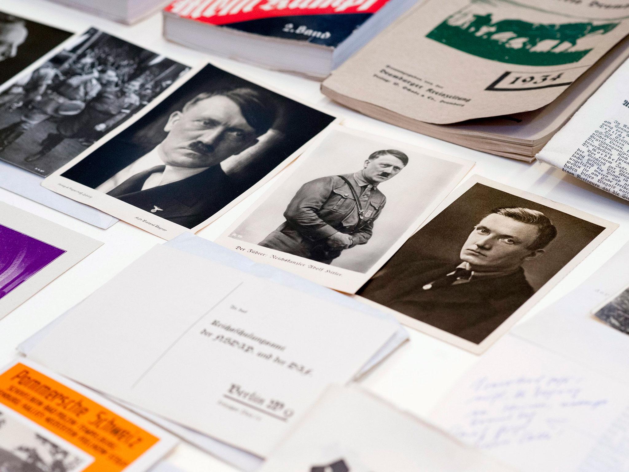 Photographs and documents showing Nazi leader Adolf Hitler from a time capsule are presented at the National Museum in Szczecin, Poland