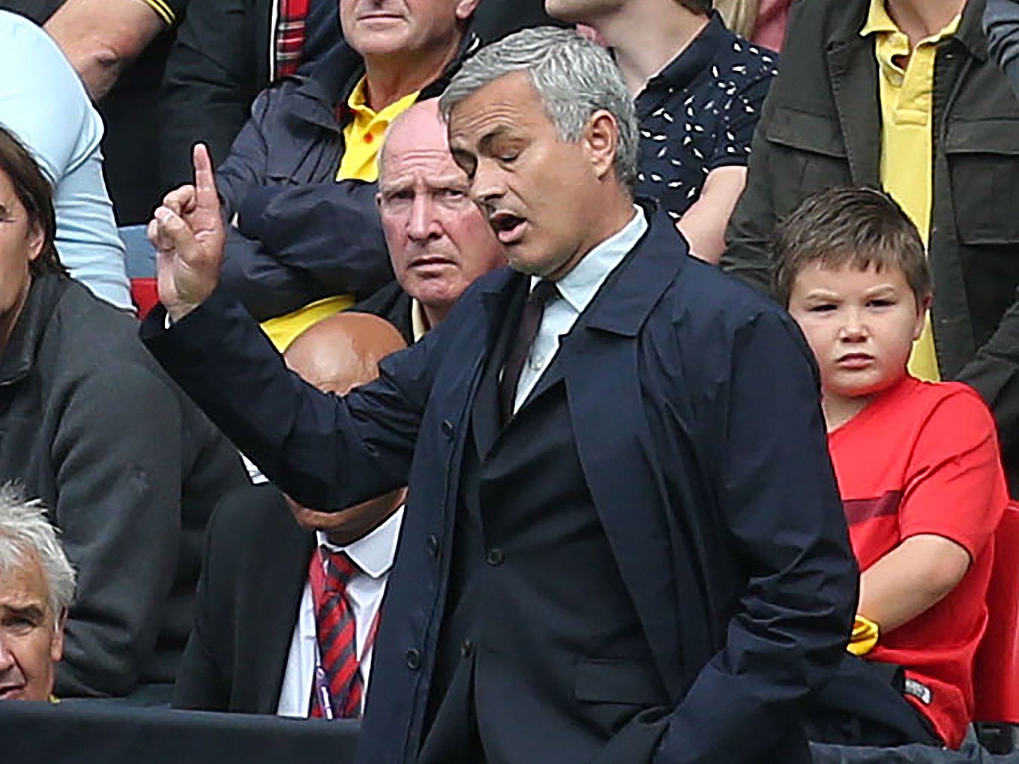 Jose Mourinho reacts during Manchester United's 3-1 defeat by Watford