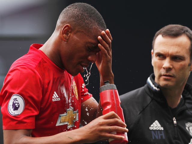 Martial was substituted in the 38th minute at Vicarage Road