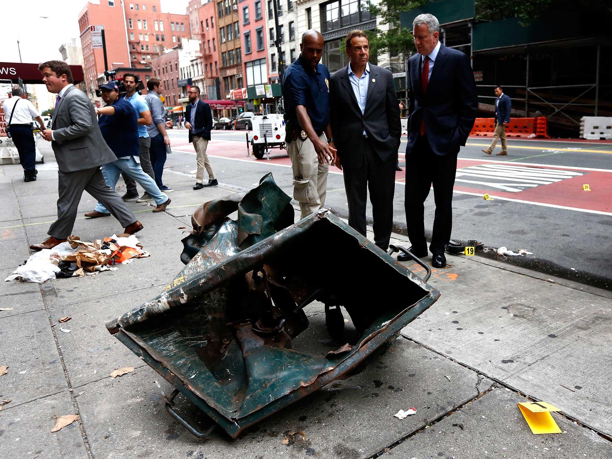 Mayor Bill de Blasio and Governor Andrew Cuomo at the scene of the New York blast