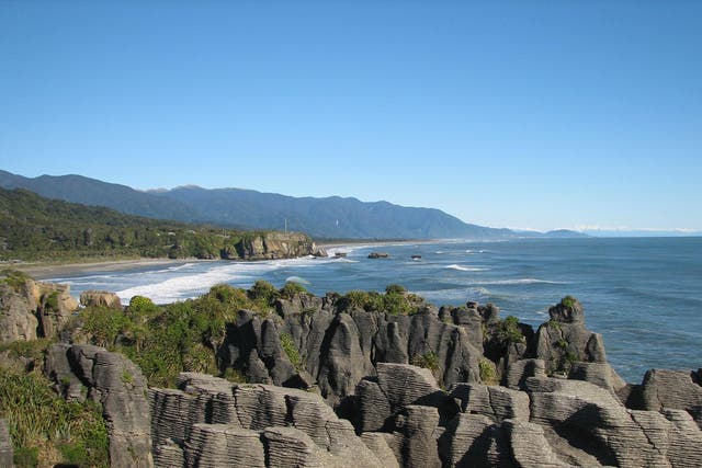 Looking south from Punakaiki on the West Coast of New Zealand