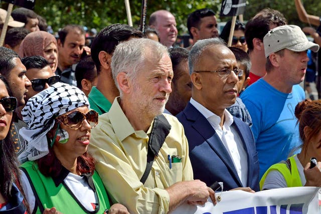 Jeremy Corbyn was previously pictured with Lutfur Rahman at a pro-Gaza march in 2014
