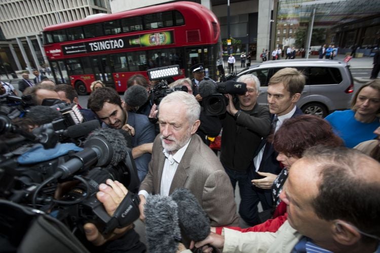 Jeremy Corbyn arrives at Labour Party HQ in Westminster