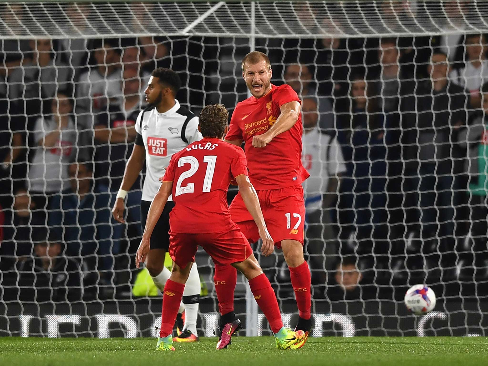 Ragnar Klavan outs Liverpool ahead at Derby