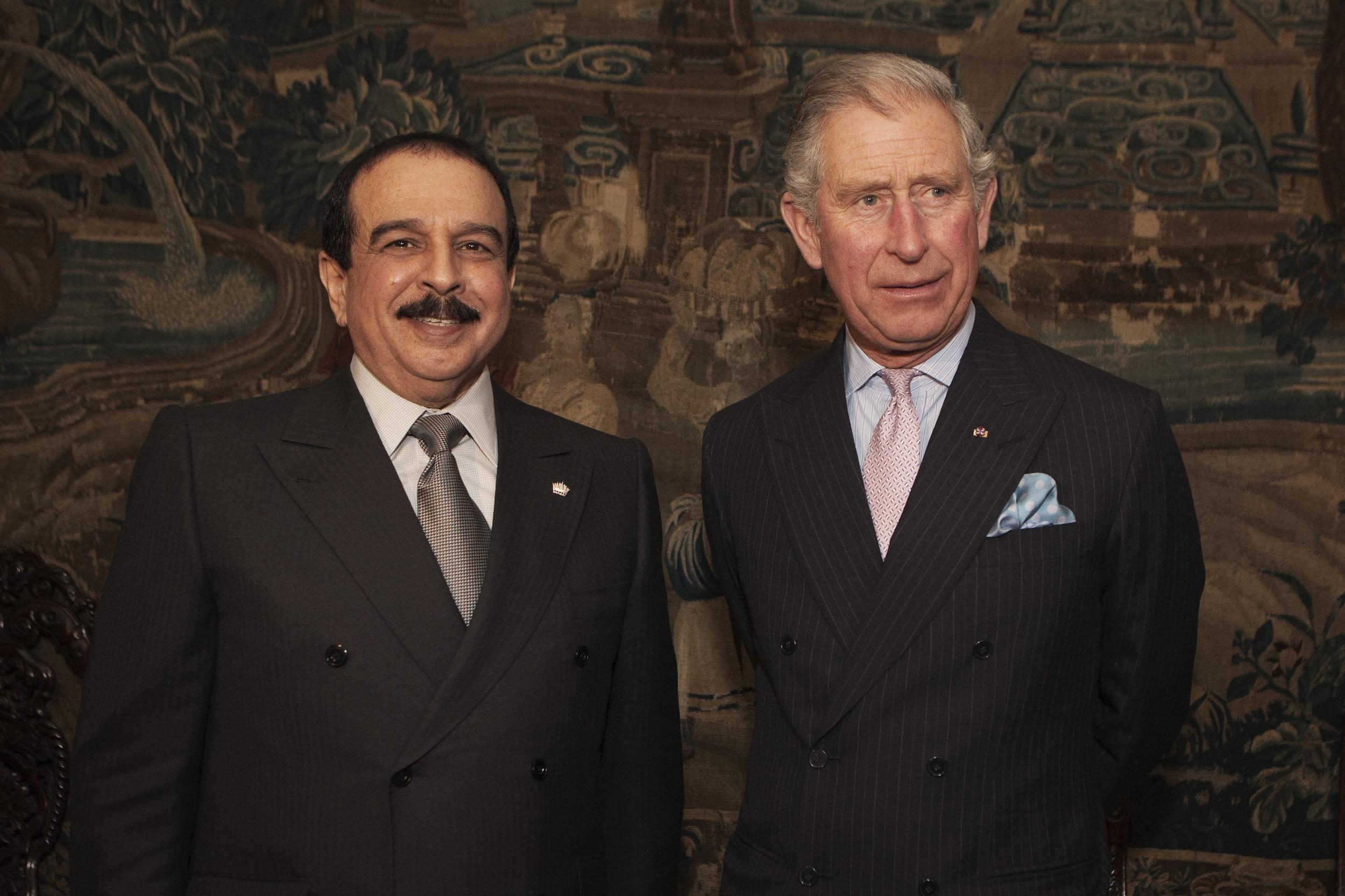 The Prince of Wales poses with Bahrain's King Hamad bin Issa al-Khalifa at Clarence House in 2011