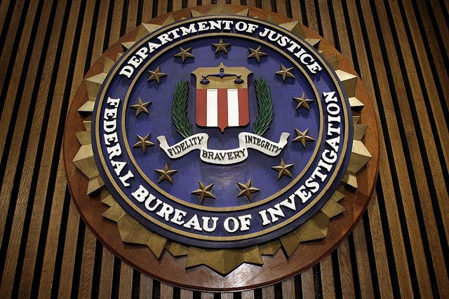 The seal of the FBI in the Flag Room at the bureau's headquarters
