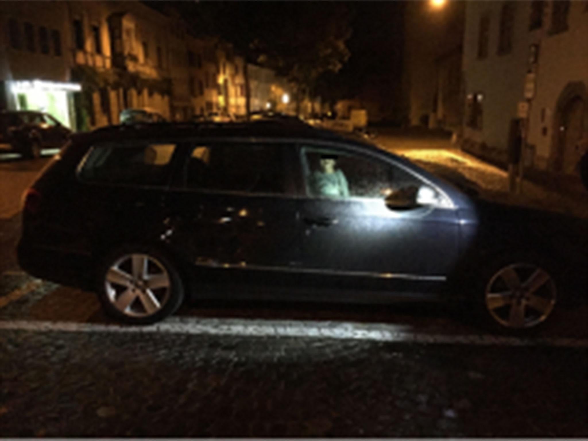Police photo showing the boy left alone in the car while his mother went clubbing