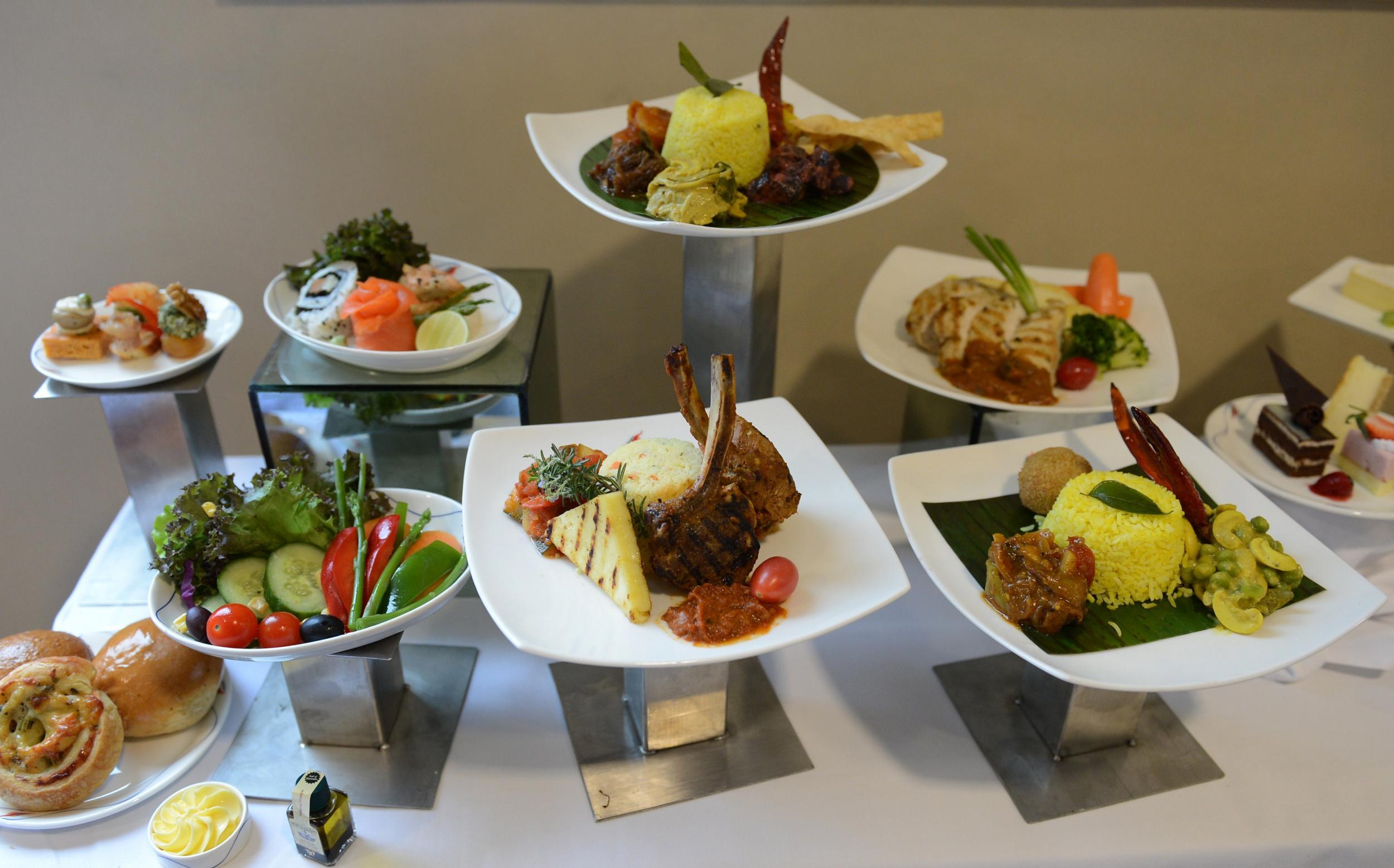 This is what you could have won: a display of business class meals typical on Sri Lankan Airlines (Lakruwan Wanniarachchi/AFP/Getty Images )
