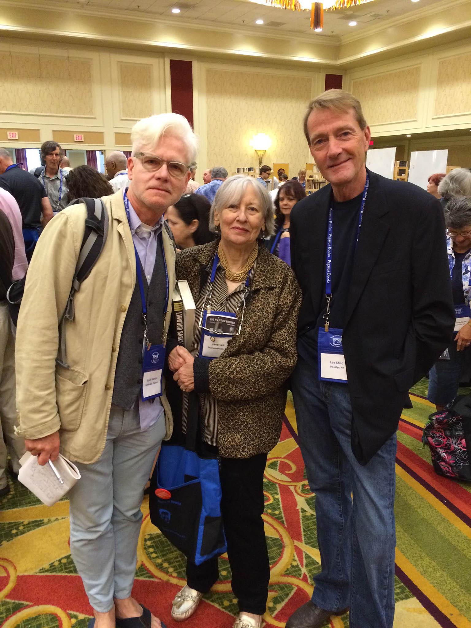 Andy Martin (left) with author Lee Child and a fan, Jane