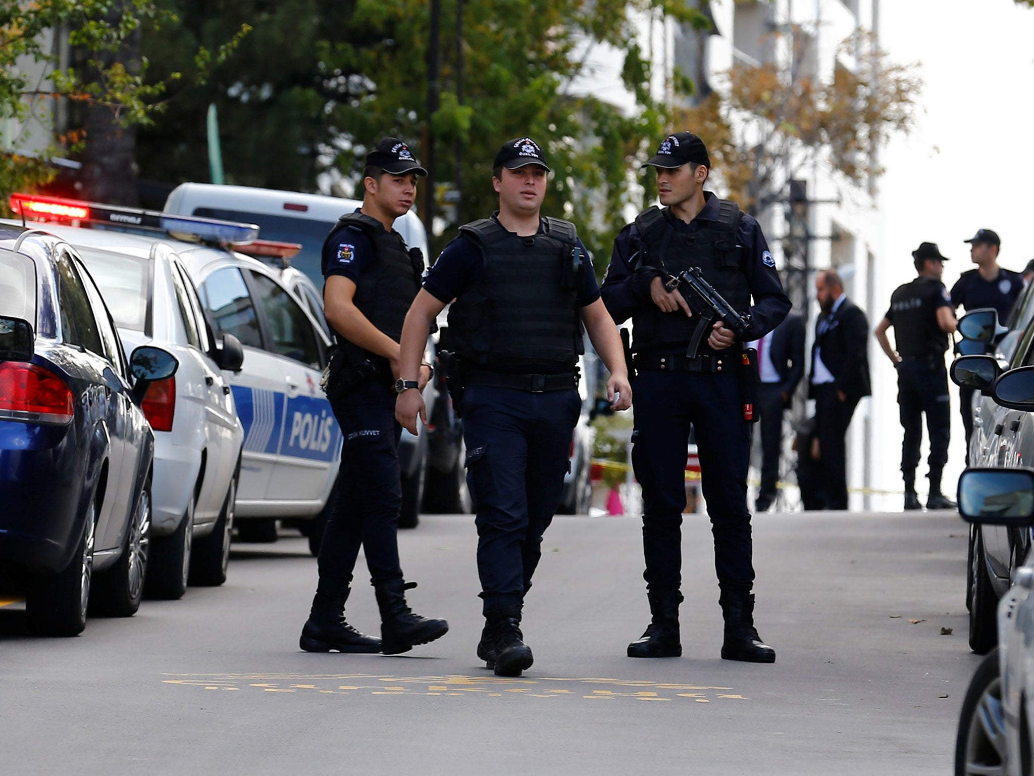 Police outside the Israeli Embassy in Ankara after an attempted attack on 21 September