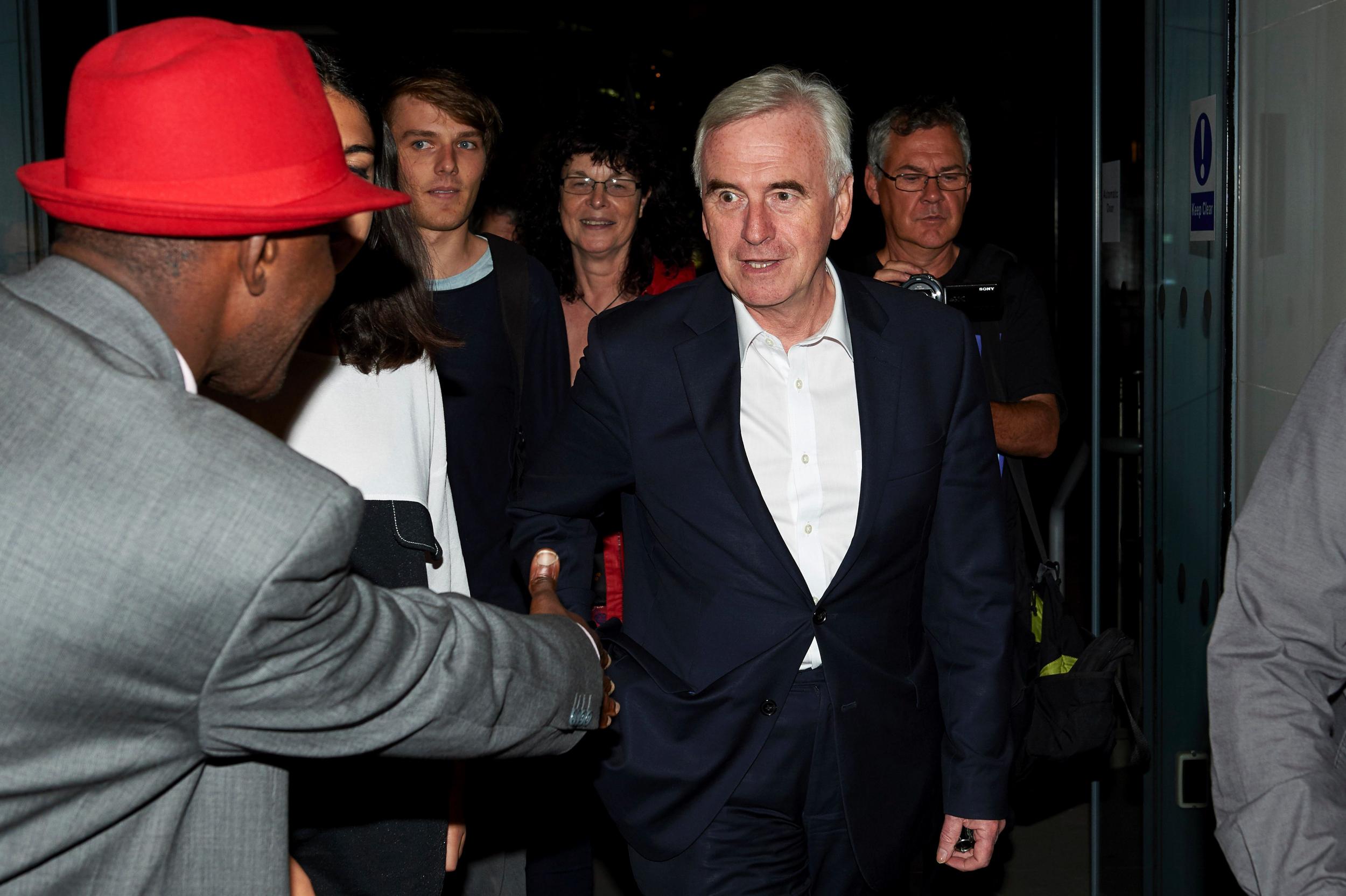 John McDonnell arrives at campaign rally in London on 20 September