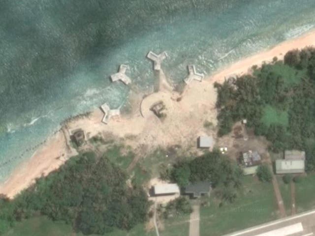The buildings have been constructed on the disputed Taiping Island on the Spratly archipelago
