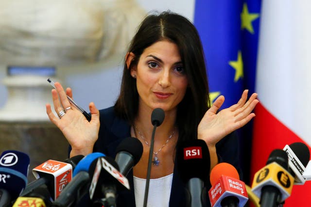 Virginia Raggi, Rome's new mayor, at a press conference on Wednesday