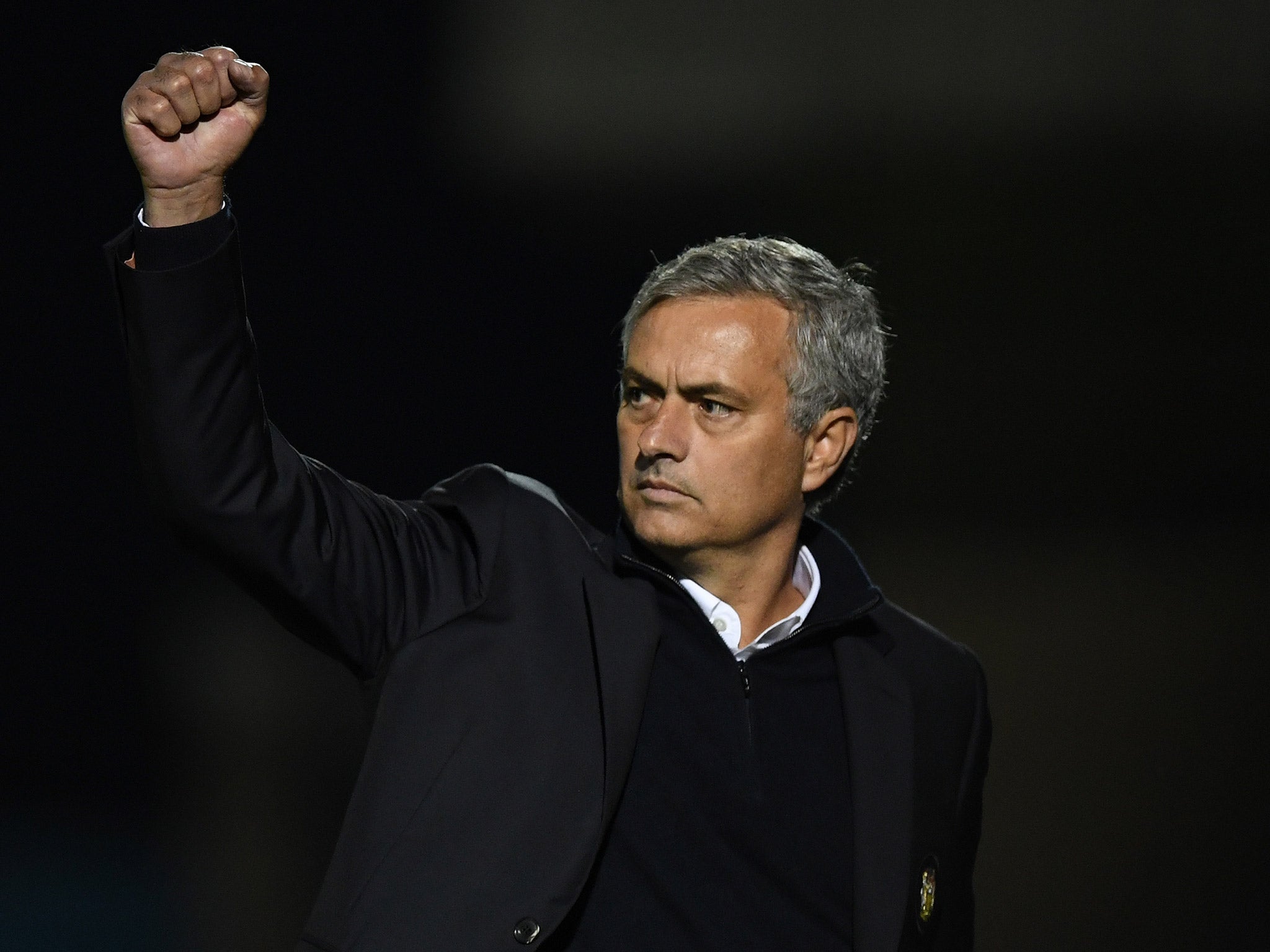 Mourinho celebrated United's first victory in four matches in front of the away fans