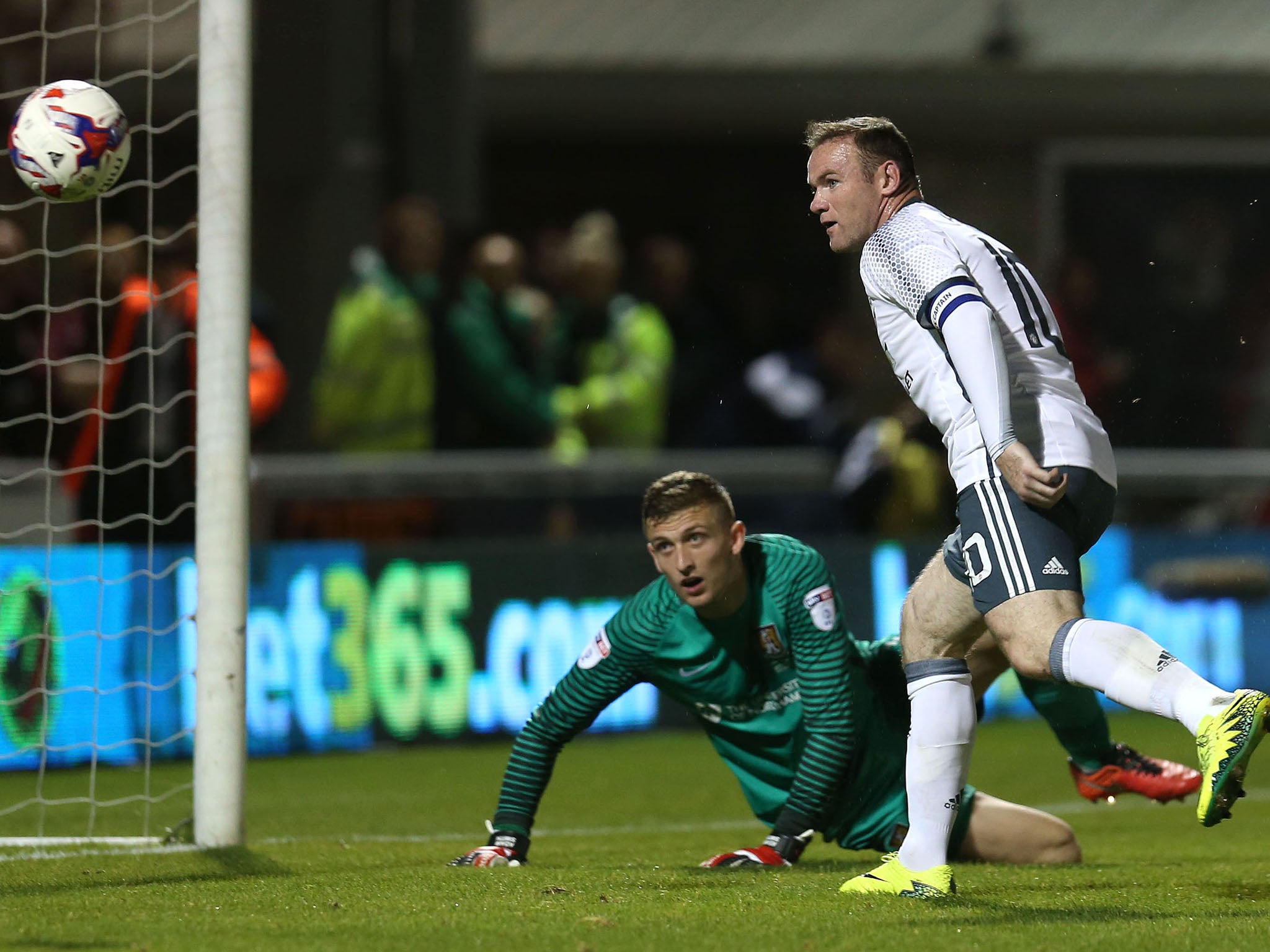 Wayne Rooney had a goal ruled out for offside against Northampton