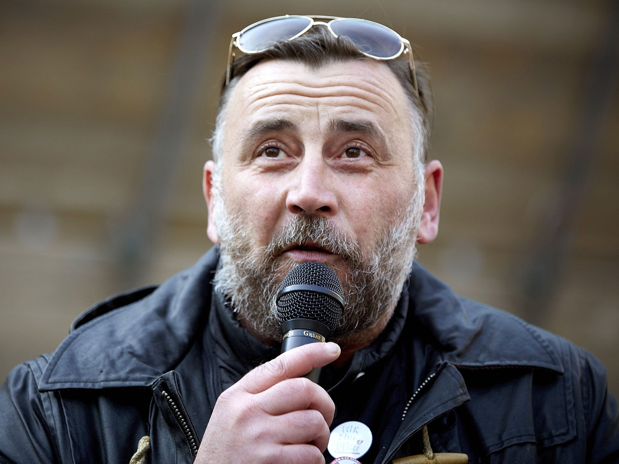 Leader of the anti-Islam Pegida movement, Lutz Bachmann delivers a speech during a Pegida rally against the welcoming of refugees, in downtown Utrecht, on October 11, 2015