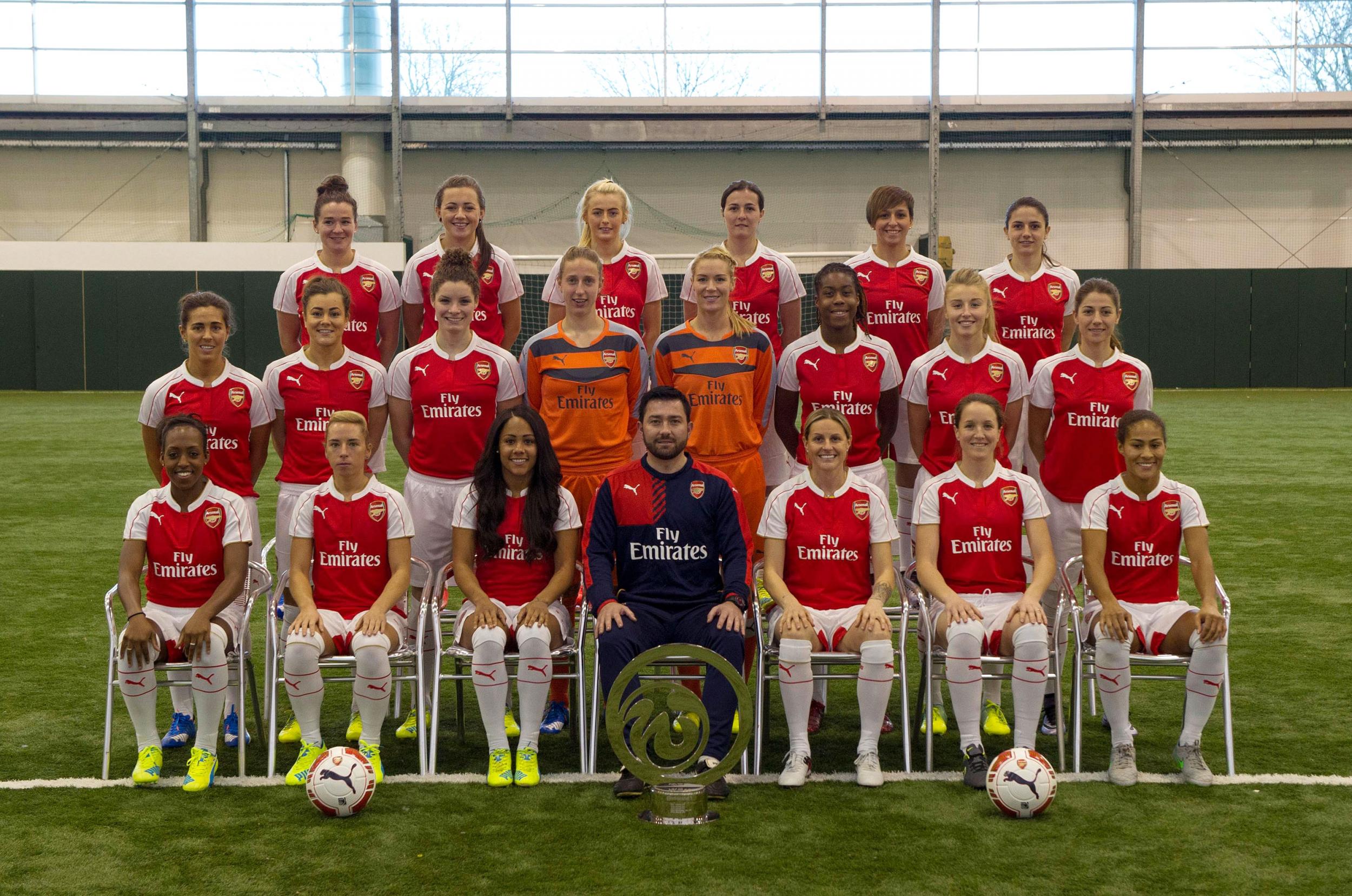 Arsenal Ladies first team with manager Pedro Martinez Losa