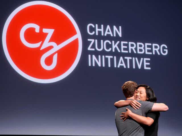 <p>Priscilla Chan (R) embraces her husband Mark Zuckerberg while announcing the Chan Zuckerberg Initiative to "cure, prevent or manage all disease" by the end of the century during a news conference at UCSF Mission Bay in San Francisco, California, U.S. September 21, 2016.  </p>