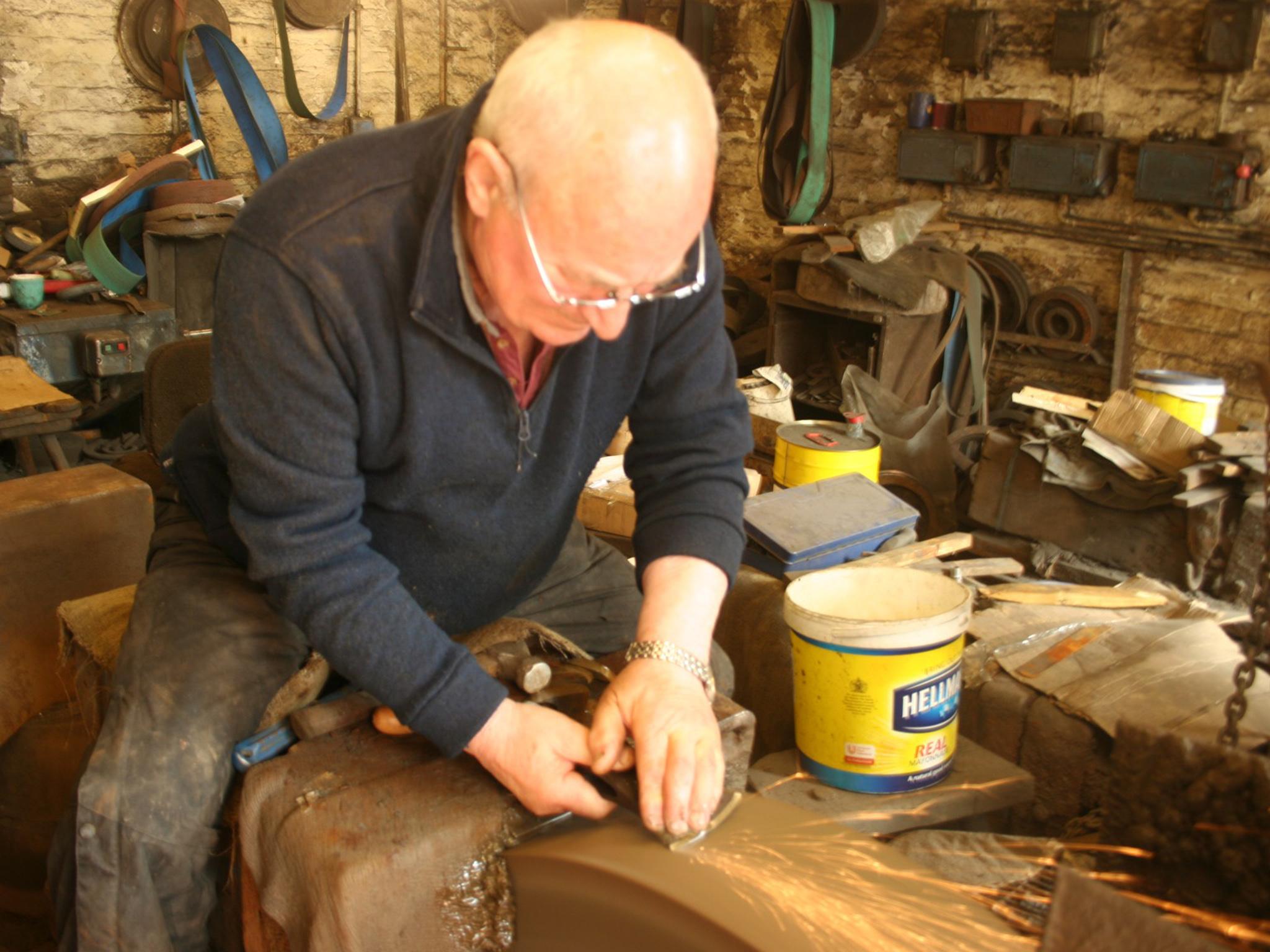 Brian Alcock in his workshop in Sheffield