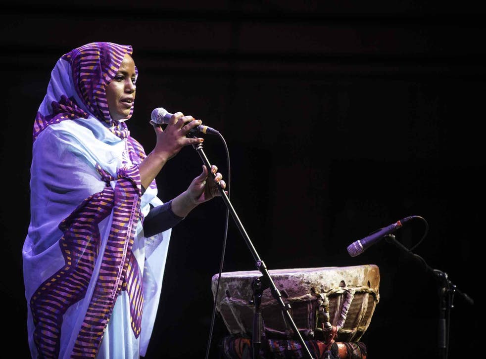 Aziza Brahim uses the hooky grooves that define West African music and a latin fluidity
