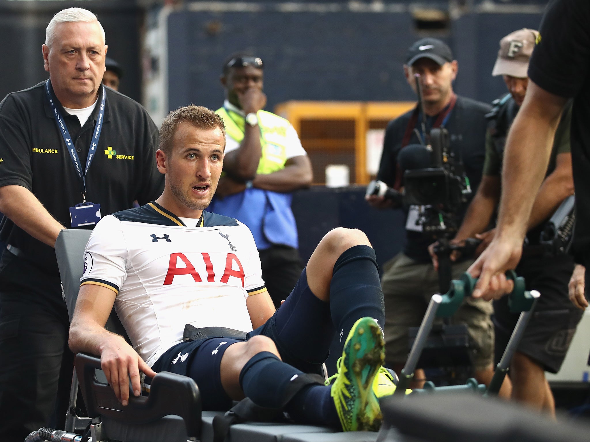 Kane was carried off on a stretcher during the win over Sunderland