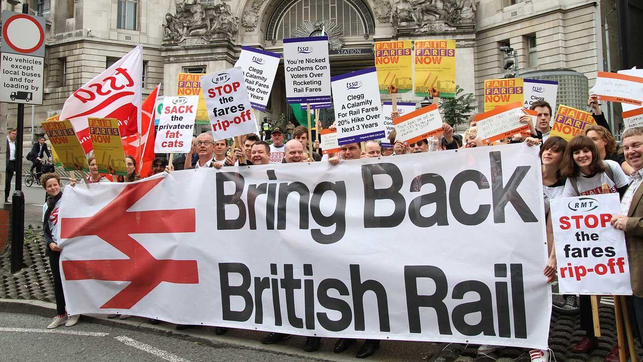 The Bring Back British Rail campaign, with its reversed British Rail logo