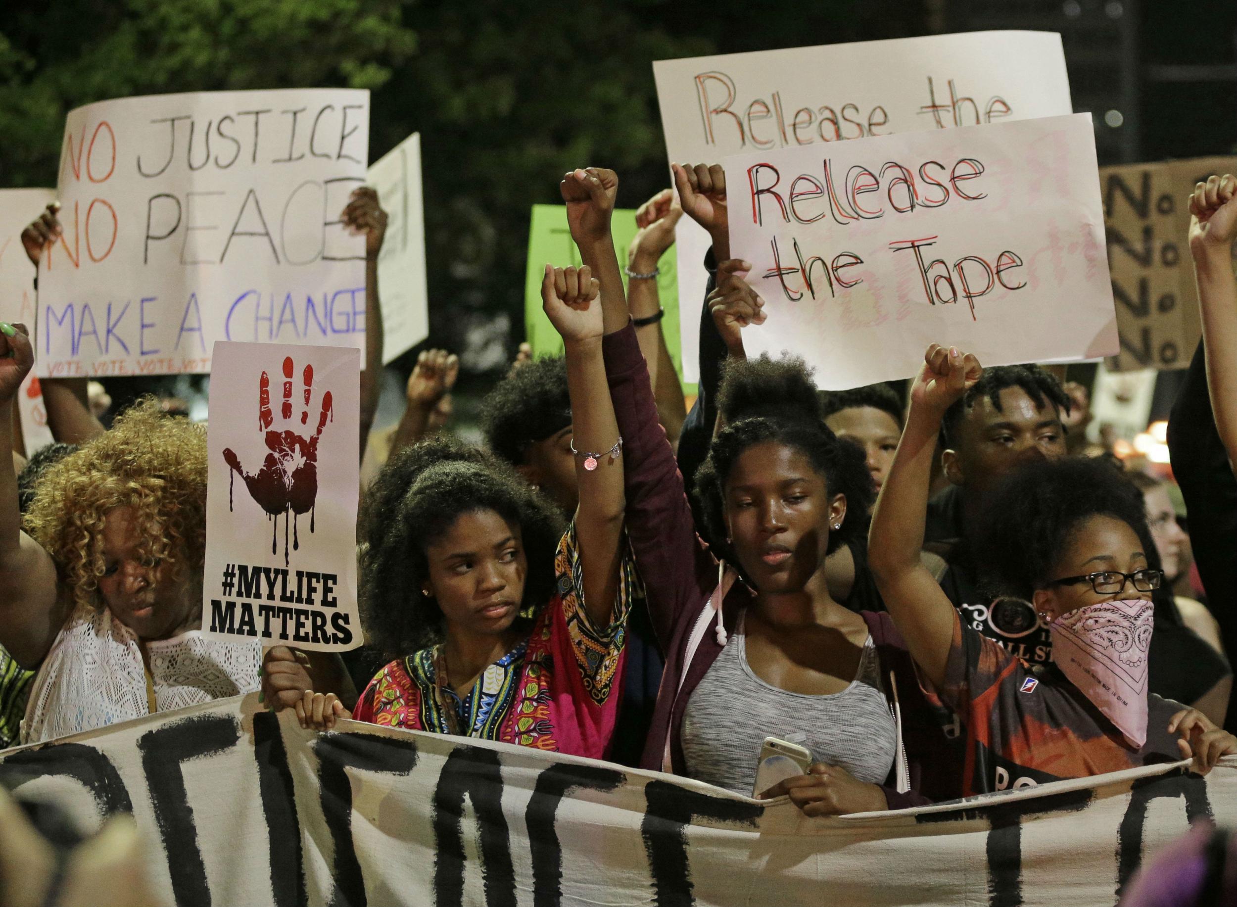 The demonstrations were sparked by the shooting of a black man by police
