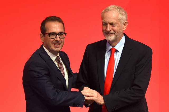 Owen Smith and Jeremy Corbyn before the announcement of the winner in the Labour leadership contest between the pair at the ACC Liverpool