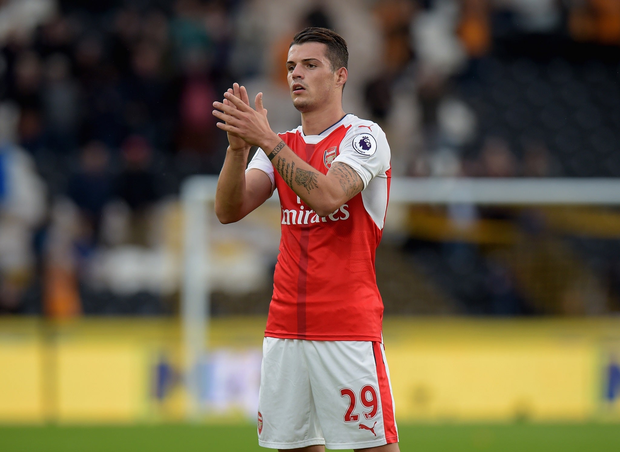 &#13;
Granit Xhaka starts on the bench for Arsenal &#13;